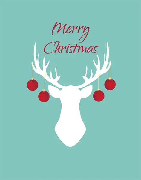 Vector Illustration Christmas Deer Red Christmas Balls Holiday Background — Stock Vector