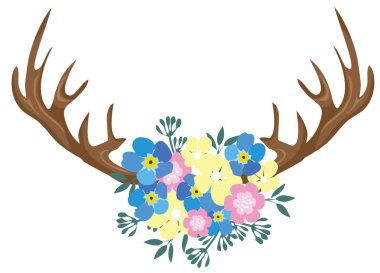 vektör çizim çiçek ile boynuzları. Doğa arka plan. Hayvan arka plan.