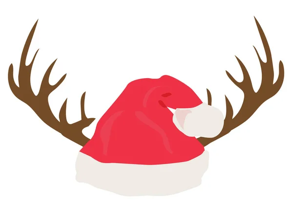 Vector Illustration Antlers Santa Hat Christmas Holiday Background — Stock Vector