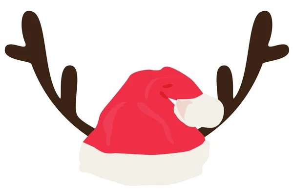 Vector Illustration Antlers Santa Hat Christmas Holiday Background — Stock Vector