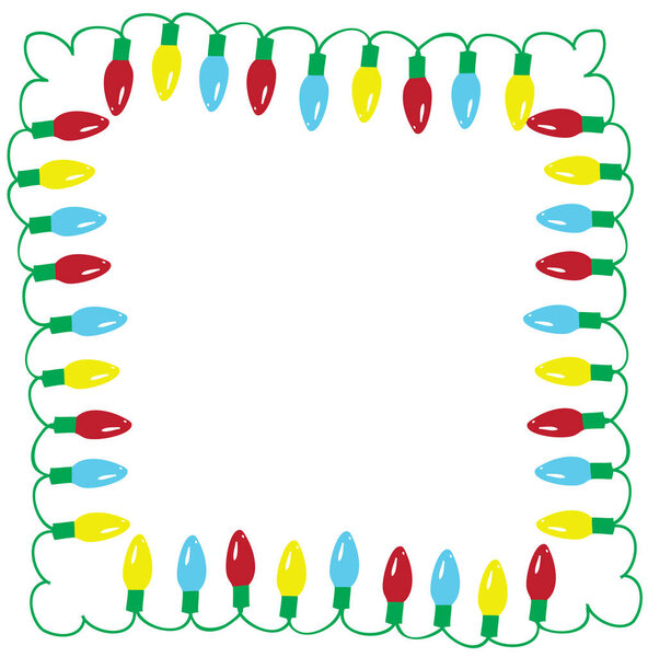 vector illustration of Christmas lights holiday background. 