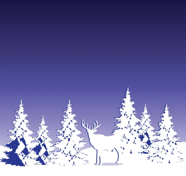 Vector Illustration Christmas Background Reindeer — Stock Vector