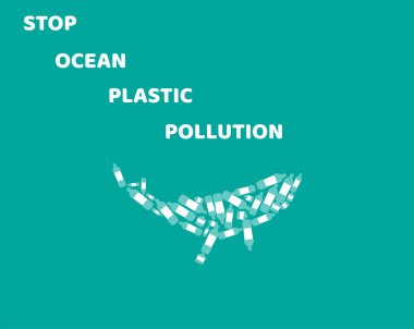 Dur okyanus plastik kirliliği vektör Illustration. ekoloji, dünya günü. 