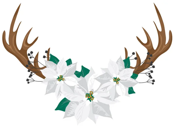 Vector Floral Antlers — Stock Vector
