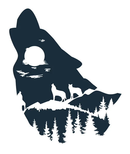 Ilustración Vectorial Lobo Desierto Fondo Naturaleza Mundo Animal — Vector de stock