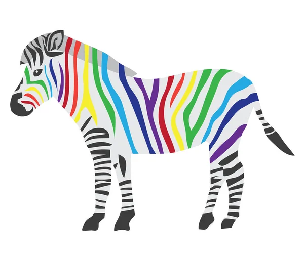 Vector Illustration Rainbow Zebra Wild Animal Silhouette — Stock Vector