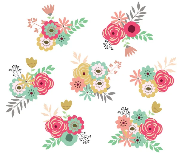 Illustration Vectorielle Fleurs Rétro Vintage Bouquet Fleurs Rétro Vecteurs De Stock Libres De Droits