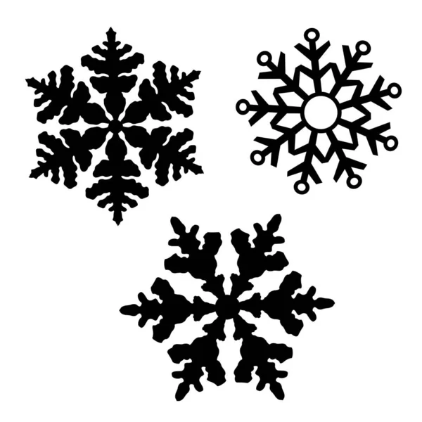Vectorillustratie Van Set Sneeuwvlokken Sneeuwvlok Silhouet — Stockvector