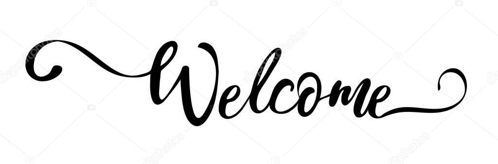 vector illustration of a welcome sign isolated on white background. 
