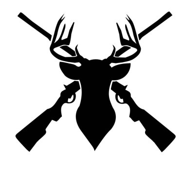 Bir geyik ve av tüfeğinin vektör çizimi