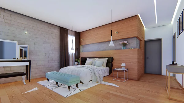 3D render yatak odası