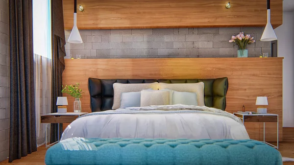 3D render yatak odası iç