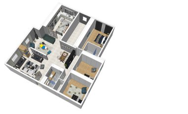 3D render modern daire