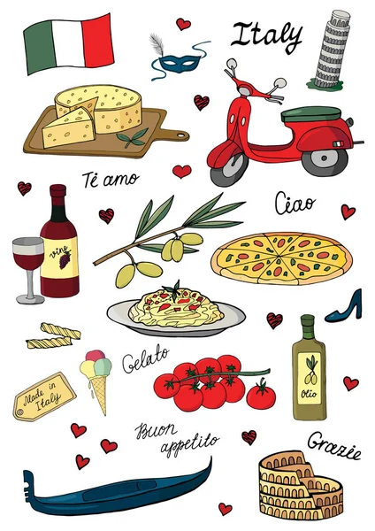 Fransa. İtalyan simbols vektör çizim