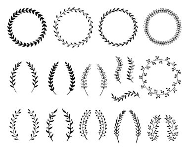 Dalları ve yaprakları elle çizilmiş çizimi. Tasarım öğeleri 