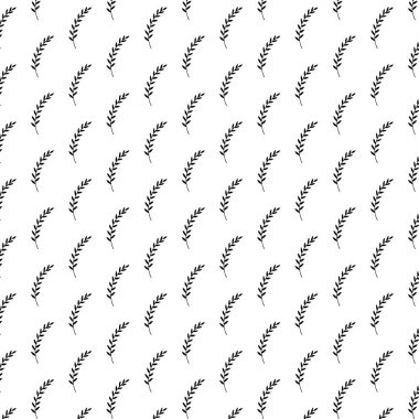 Dikişsiz desen arka plan. Dalları ve yaprakları. Siyah ve beyaz. Vektör çizim 