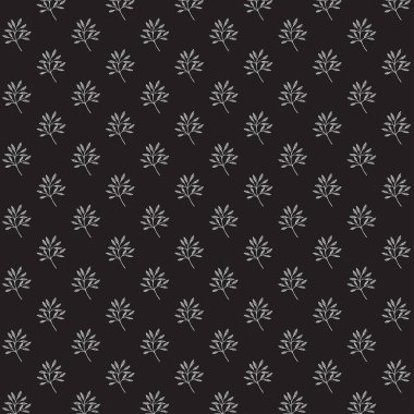 Dikişsiz desen arka plan. Dalları ve yaprakları. Siyah ve beyaz. Vektör çizim 