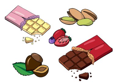 Vektör kek ve meyve kümesi