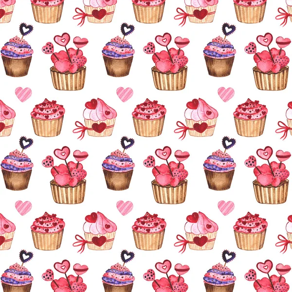 Watercolor Seamless Pattern Valentine Day — Stock Photo, Image