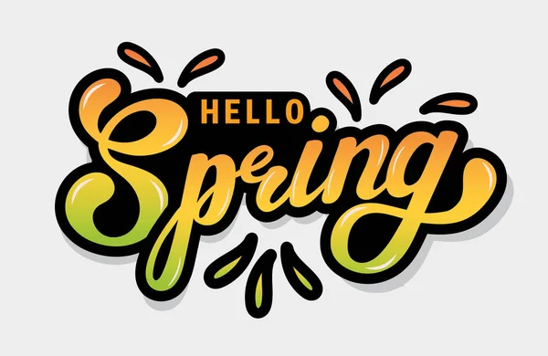 Hello Spring Hand Drawn Lettering Vector Illustrations — Stock Vector