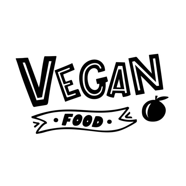 Comida Vegana Letras Dibujadas Mano Ilustración Vectorial — Vector de stock