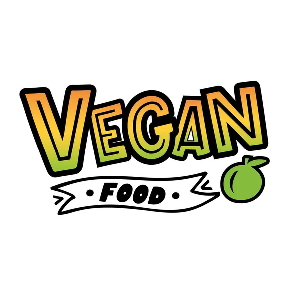 Comida Vegana Letras Dibujadas Mano Ilustración Vectorial — Vector de stock