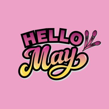 Merhaba Mayıs. El yazısı. Vektör Illustration