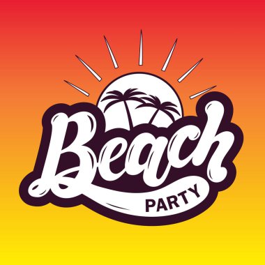 Plaj partisi. El yazısı. Vektör Illustration