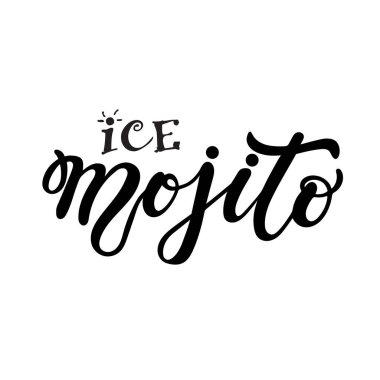 Buz mojito. El yazısı. Vektör Illustration