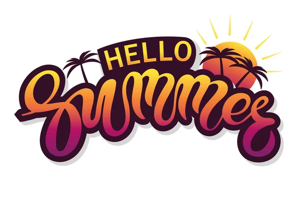 Zomer Hand Getekende Belettering Vector Illustratie — Stockvector