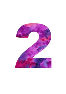 Numarası. Suluboya el çizilmiş illüstrasyon