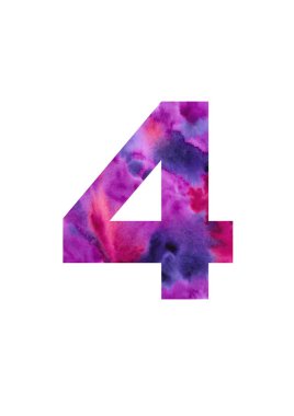 Numarası. Suluboya el çizilmiş illüstrasyon