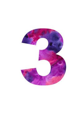 Numarası. Suluboya el çizilmiş illüstrasyon