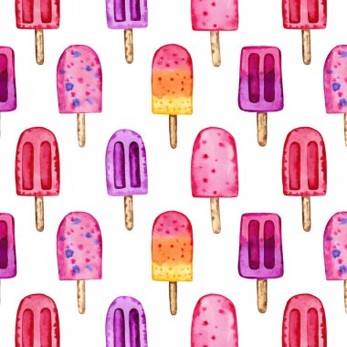 Dondurma. Suluboya illüstrasyon. Elle çizilmiş illüstrasyon. Dikişsiz desen