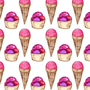 Dondurma. Suluboya illüstrasyon. Elle çizilmiş illüstrasyon. Dikişsiz desen