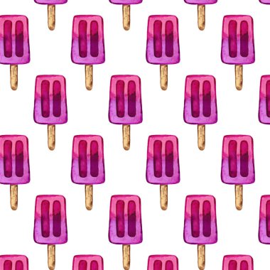 Dondurma. Suluboya illüstrasyon. Elle çizilmiş illüstrasyon. Dikişsiz desen