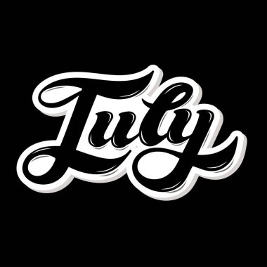 Merhaba, Temmuz. El yazısı. Vektör Illustration