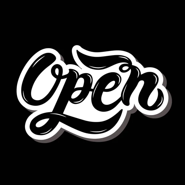 Open Open Hand Drawn Lettering Vector Illustration Best Shop Restaurant — Stock Vector