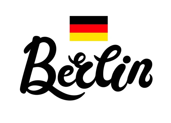 Berlin Hand Drawn Lettering Vector Illustration Typography Poster Banner Capital — Stock Vector