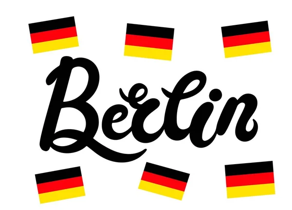 Berlin Kézzel Rajzolt Betűk Vektoros Illusztráció Plakát Tipográfia Banner Németország — Stock Vector