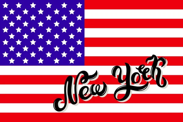 New York America Hand Drawn Lettering Love New York Welcome — Stock Vector