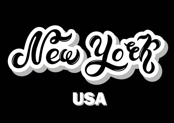 Nueva York Estados Unidos Letras Dibujadas Mano Encanta Nueva York — Vector de stock