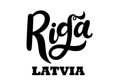 Riga Letonya. Elle çizilmiş harfler. Vektör çizimi