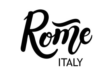 Roma İtalyası. Elle çizilmiş harfler. Vektör çizimi