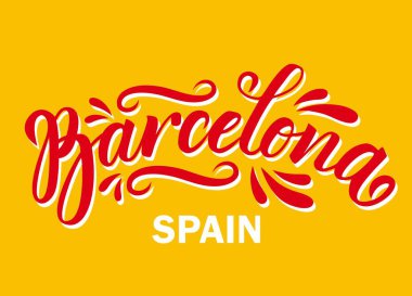 Barselona. İspanya. Elle çizilmiş harfler. Vektör çizimi