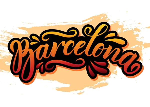 Barcelona Spanien Handgezeichnete Schriftzüge Vektorillustration — Stockvektor