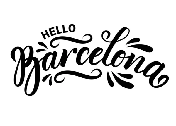 Barcelona Spain Hand Drawn Lettering Vector Illustration — Stock Vector