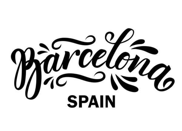 Barcelona Spanje Hand Getekende Belettering Vector Illustratie — Stockvector