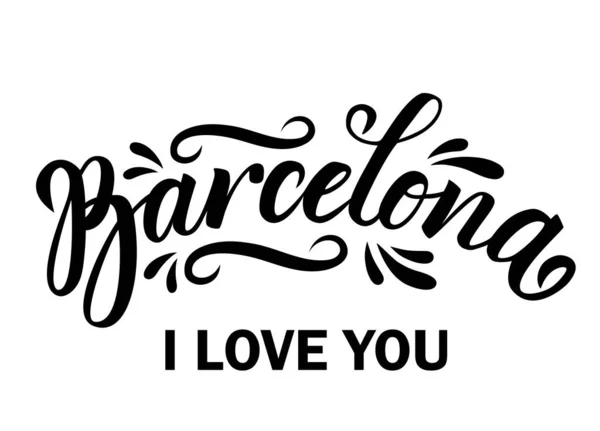 Barcelona Spanien Handgezeichnete Schriftzüge Vektorillustration — Stockvektor