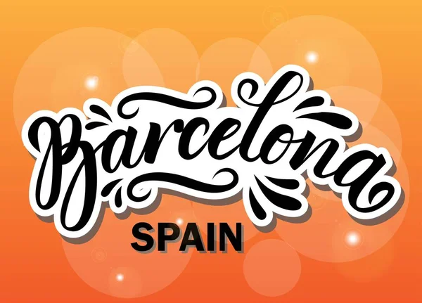 Barcelona Spanien Handgezeichnete Schriftzüge Vektorillustration — Stockvektor